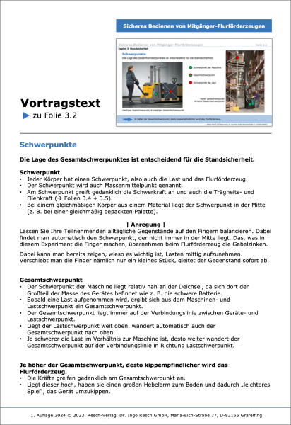 Lehrsystem: Sicheres Bedienen von Mitgänger-Flurförderzeugen